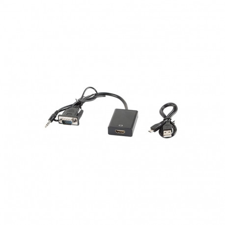 Lanberg videokaabli adapter AD-0021-BK 0.2m HDMI Type A (Standard) VGA (D-Sub), must