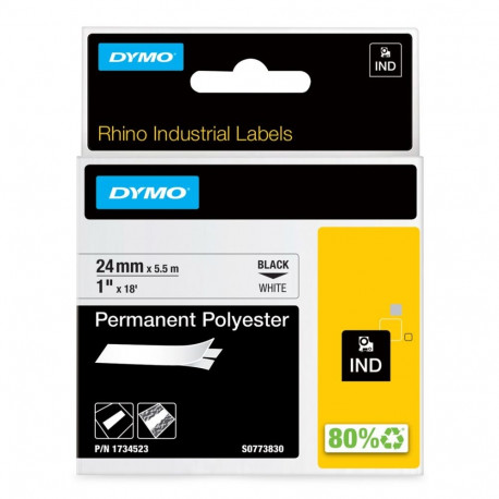 DYMO tööstuslikud püsivad polüesteretiketid 24mm x 5.5m, isekleepuvad, LabelManageri ja Rhino etiket
