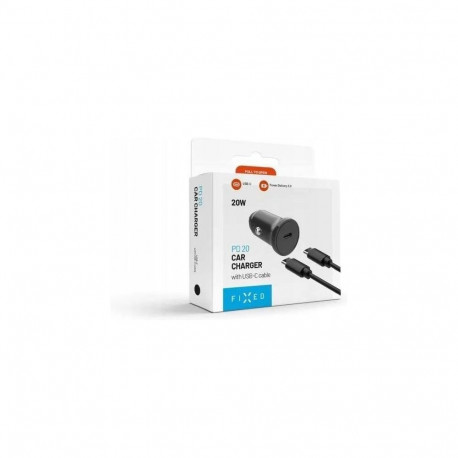 fixed USB-C Car Charger 20W+ USB-C/USB-C Cable | FIXCC20N-CC-BK