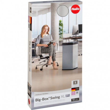 Hailo prügikast Big-Box Swing XL 52,0l, roostevaba teras