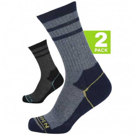 MH2PC Wool Hike 2 Pack Crew Whales Grey/Blue sokid - XL