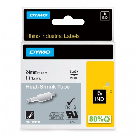 DYMO Rhino tööstuslikud termokahanevad kaablite märgistustorud 24mm x 1.5m, isekleepuvad, Rhino etik