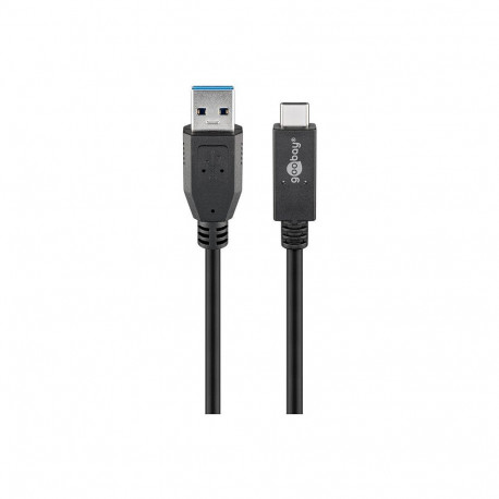 "Goobay USB 3.2 Gen 2 Kabel, USB-A Stecker > USB-C Stecker (schwarz, 0,5 Meter, Laden mit bis zu 60 