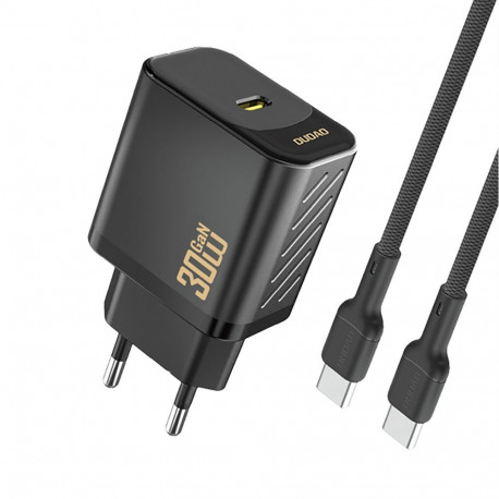 Dudao Dudao A27PCEU PD 30W GaN USB-C Wall Charger with USB-C Cable - Black