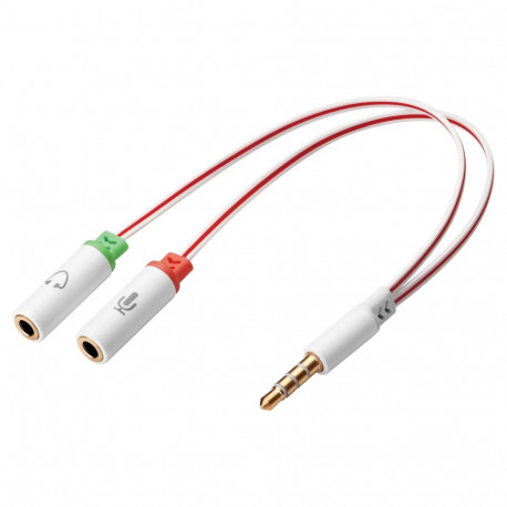 "SANDBERG Headset converter Dual to Single. Konvertiert zweimal MiniJack von PC-Headset zu einmal ko