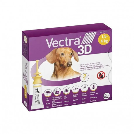 CEVA Vectra 3D (1,5-4kg) - anti-parasite drops for dogs - 3 x 0,8ml