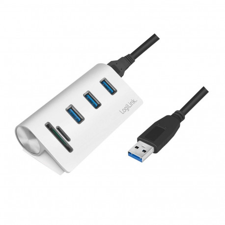 LogiLink liidesejaotur CR0045 USB 3.2 Gen 1 (3.1 Gen 1) Type-A 5000 Mbit/s, hõbedane