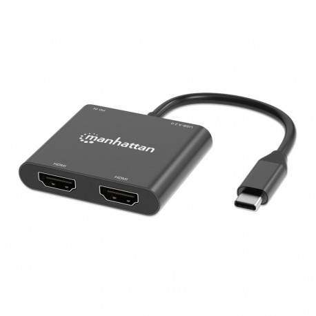 Manhattan adapter USB-C-lt kahele HDMI- ja USB-A-pordile, kaks 4K@30Hz või üks 4K@60Hz, Power Delive