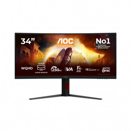AOC arvutimonitor G4 CU34G4ZCA 86.4cm (34") 3440 x 1440 pikslit Wide Quad HD, must, punane