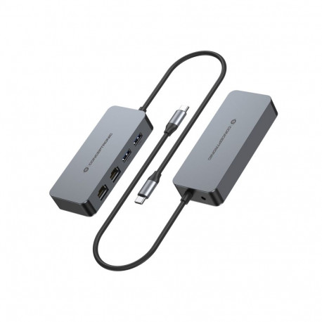 Conceptronic ABBY24G USB-C to Dual-Port Gigabit Network Adapter with 2-Port USB Hub