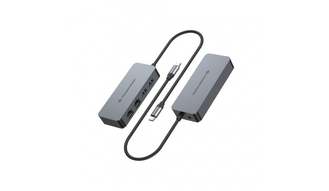 Conceptronic ABBY24G USB-C to Dual-Port Gigabit Network Adapter with 2-Port USB Hub