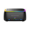 Conceptronic DONN36B Dual-bay RGB Hard Drive Docking Station, for 2.5/3.5-Inch HDD SSD, 2 x USB A, S