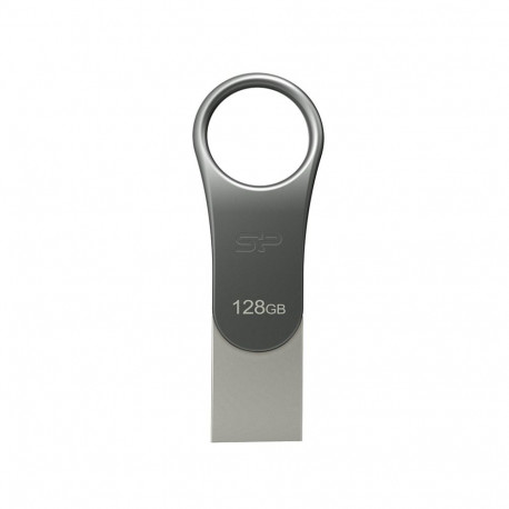 Silicon Power USB-mälupulk Mobile C80 128GB USB Type-A / USB Type-C 3.2 Gen 1 (3.1 Gen 1), titaan