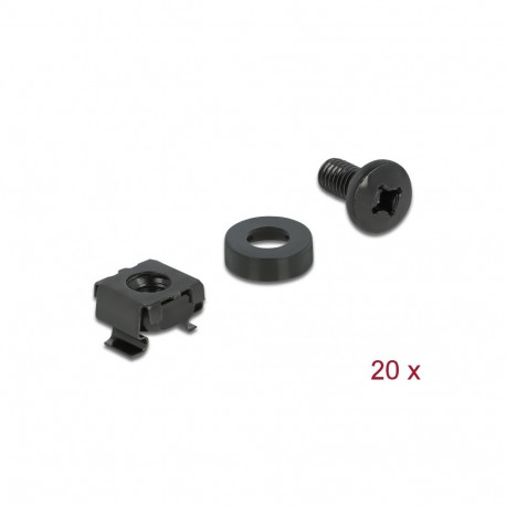 Delock Mounting Kit for Network Cabinet 20 pieces black
