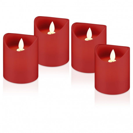 Set of 4 LED real wax candles, red