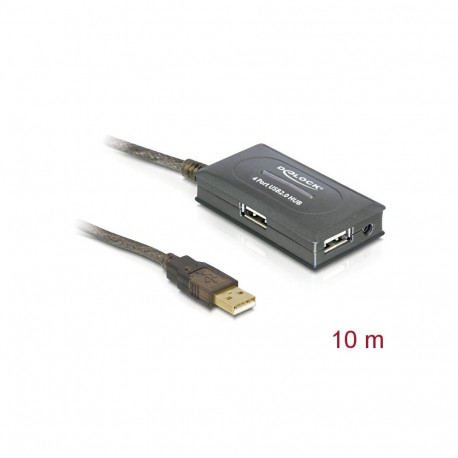 Delock USB 2.0 Extension Cable 10 m active with 4 port Hub