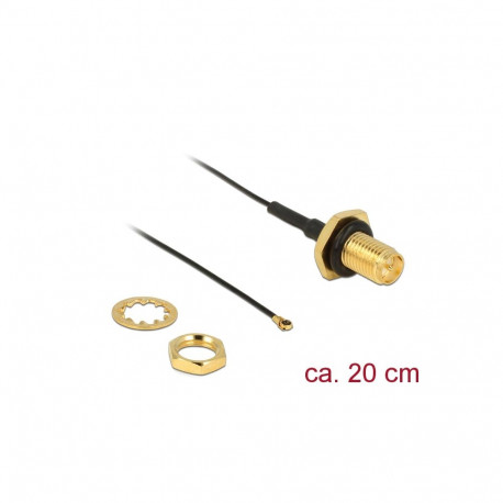 Delock Antenna Cable RP-SMA jack bulkhead to MHF® 4 plug 0.81 20 cm thread length 9 mm splash proof
