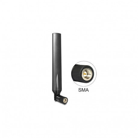 Delock LTE Antenna SMA plug 1 - 4 dBi omnidirectional with tilt joint black