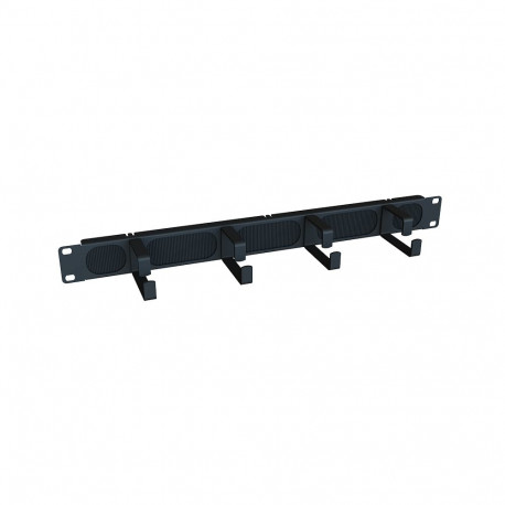 1U Cable Bar Black 19" 4x74mm Hoop with Brush