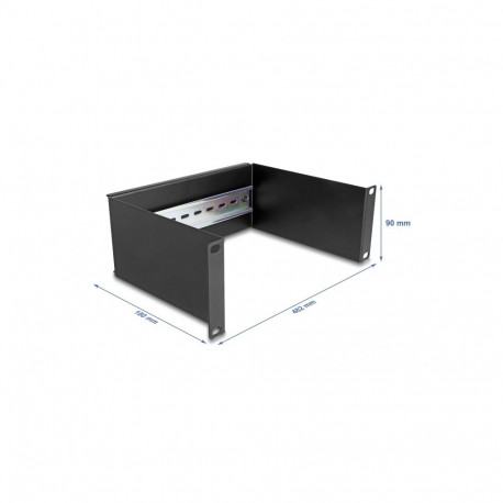 Delock 10″ DIN rail Panel 2U black