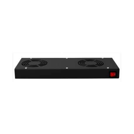 Ventilation panel 2 ventilators rack/roof mount with thermostat 1U black