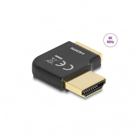 Delock HDMI Adapter male to female 90° right angled 8K 60 Hz metal
