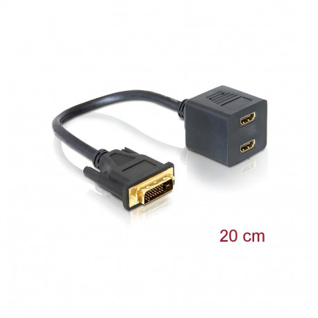 Üleminek DVI-D (M) - 2xHDMI (F) 20cm, kullatud kontaktid