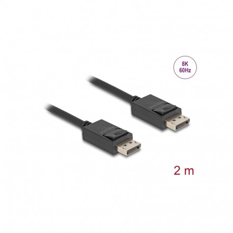 DisplayPort kaabel 2.0m, kullatud, kolmekordne varje, 8K@60Hz kuni 16K@30, DP 2.0, must