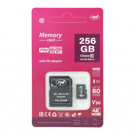 PNI Mälukaart 256GB MicroSDXC + adapter