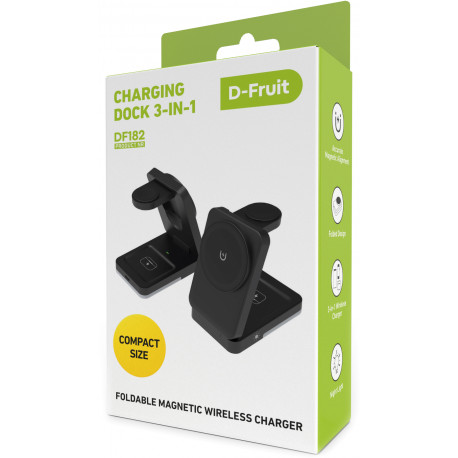 D-Fruit wireless charging station 3in1 DF182, black