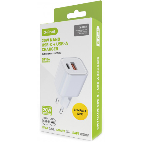 D-Fruit laadija 20W Nano USB/USB-C DF186