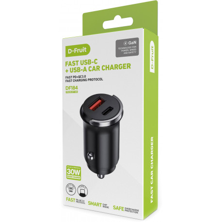 D-Fruit car charger 30W USB/USB-C DF184