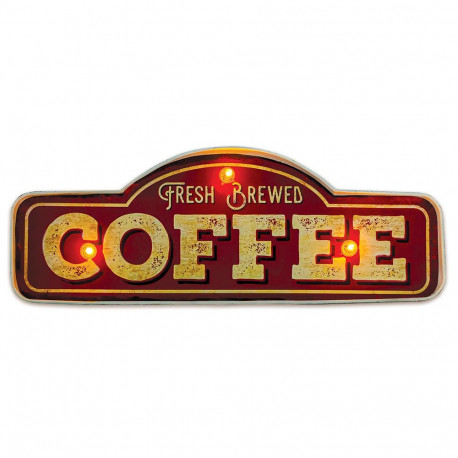 Znak metalowy retro led fresh brewed coffee forever light