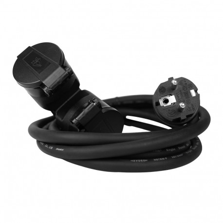 Przedłużacz zewnętrzny podwójny, gumowy, 31,5mm?, 30m, IP44, SCHUKO czarny HAND
