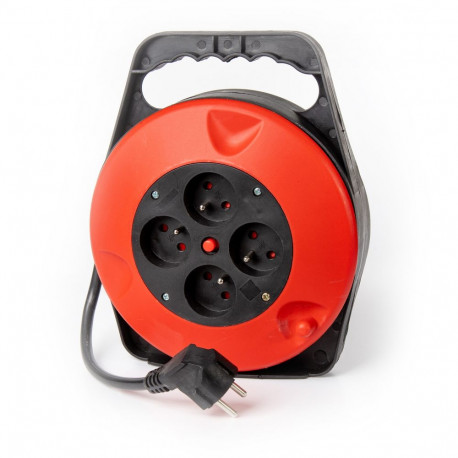 OMEGA 4-SOCKET EXTENSION CORD RETRACTABLE DRUM 8M 16A FRENCH PLUG [46090]