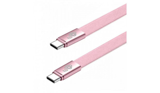 Cable USB C - USB C 1m flat pink