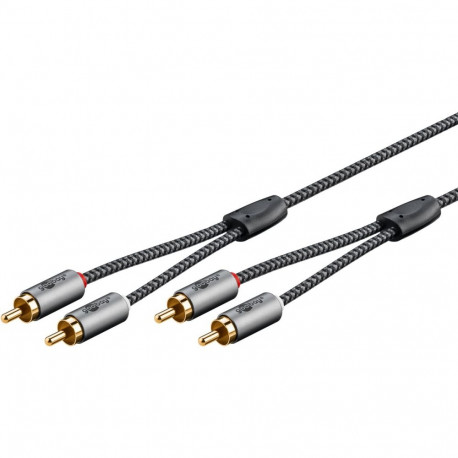 2xRCA kaabel 2.0m, tekstiilist kattega