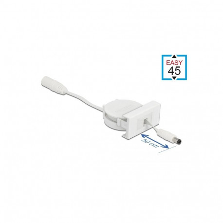 Delock Easy 45 Module Power Retractable Cable DC 5.5 x 2.1 mm female / male white