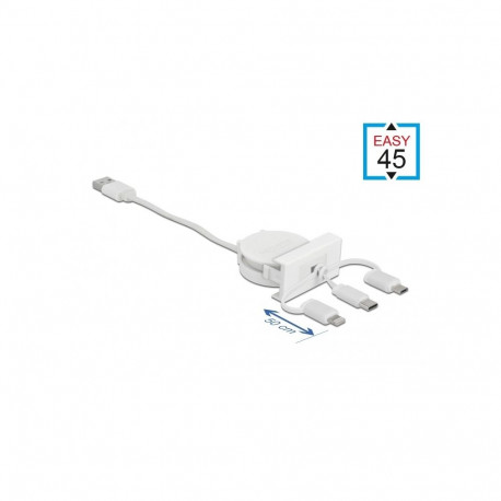 Easy 45 moodul: 3 in 1 USB 2.0 A; USB-C; Apple lightning 22.5mm x 45mm