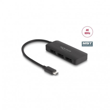 Delock USB Type-C™ Splitter (DP Alt Mode) to 3 x DisplayPort MST 4K 60 Hz