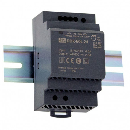 DC/DC konverter DIN-liistule 60W 9~36V-12V 5.0A