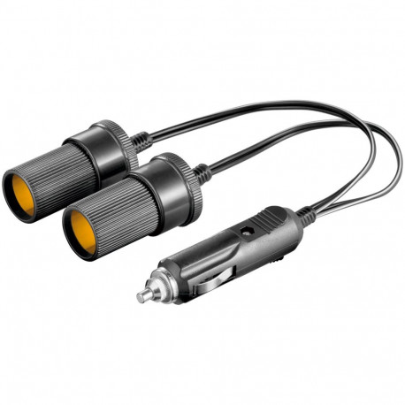 Car cigarette lighter cable, plug > 2 x jack, 0.2m