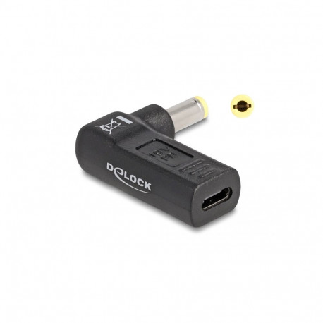 Delock Adapter for Laptop Charging Cable USB Type-C™ female to 5.5 x 2.5 mm male 90° angled