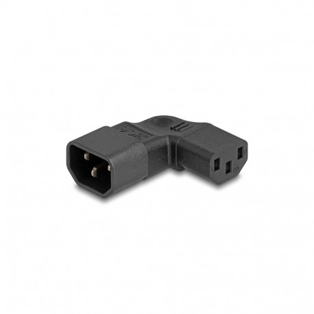 Toiteüleminek C14 - C13, 10A IEC 60320 nurgaga must