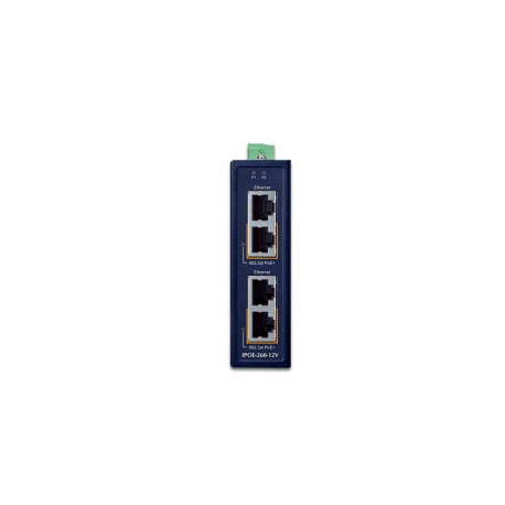 Tööstuslik PoE+ injector: 2 x 10/100/1000T w/ 12V Booster, -40 to 75 ºC, kuni 72W, 12-56VDC