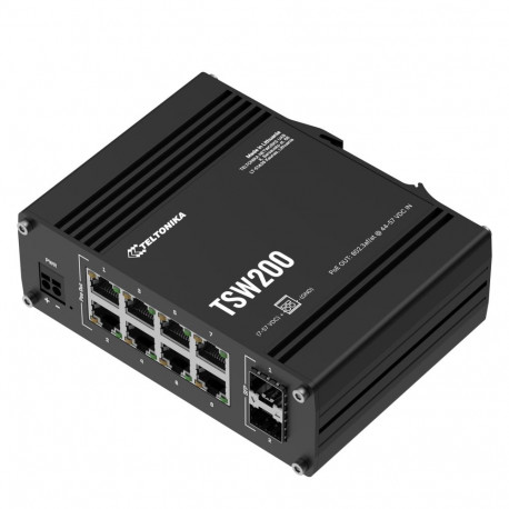 Industrial Ethernet switch with 8 PoE+ 10/100/1000BaseT(X) ports and 2 SFP ports, -40 to 75°C