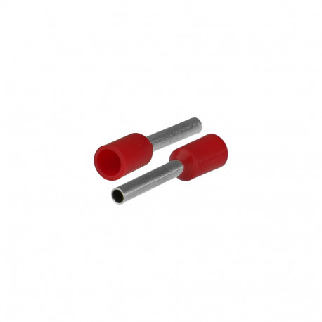 Isoleeritud juhtmeotsahülss juhtmetele 1x1mm², hülsi pikkus 16,4mm, punane, 50tk