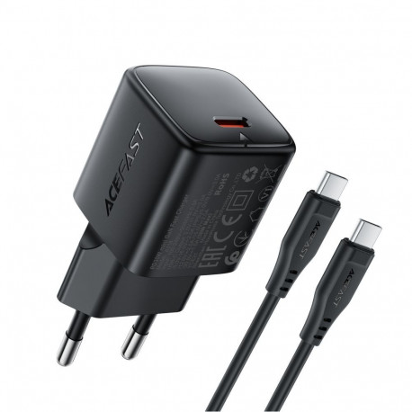 Acefast Acefast A118 30W GaN USB-C Wall Charger with USB-C - USB-C Cable 1.2m - Black