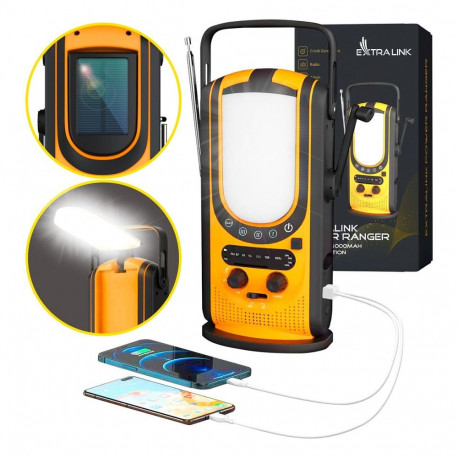 "Extralink Power Ranger EPS-6000 Powerbank, 6000mAh, FM-Radio, LED-Lampe, Dynamo, Solarpanel"