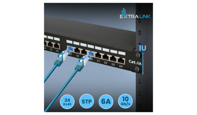 "Extralink CAT6A STP Patch panel 24 port - Cable - CAT 6a"
